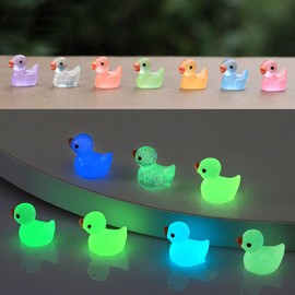 Cemobile 120 Pieces Luminous Mini Resin Ducks Small Ducks Plastic Colorful to Hide the Shine in Ornament Miniature Dark for Dollhouse Micro Landscape Aquarium Decoration