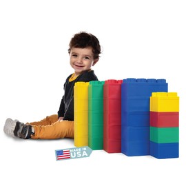 BiggoBlocks Big Blocks for Kids Ages 4-8, Indoor & Outdoor Blocks for Kids Jumbo Games, Large Building Blocks (24 PC) Beginner Set