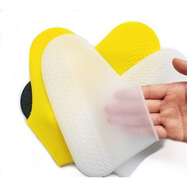 Springen Silicone Waterproof Boots and Shoe Covers,Rain Shoes Boots Covers, Reusable Non Slip Rain Snow Overshoe Foldable Galoshes-1 Pair(2 PCS) (Clear White) (X-Large)