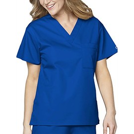 WonderWink Womens Unisex V-Neck Top Medical Scrubs Shirt, Royal Blue, Medium US