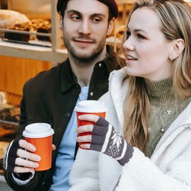 Outrip Fingerless Gloves for Women and Men Winter Warm Knit Typing Half Finger Gloves, Snowflake 2 Black + 2 Grey, One Size