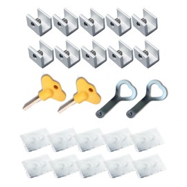 Window Security Lock & Sliding Door Stopper (Grey, Single Unit) 10 Pieces