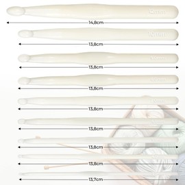 Barlone Crochet Hook Set, 9 Pieces Crochet Hooks Set, 3 mm - 12 mm White Crochet Hook, Lightweight Crochet Hook Set, Plastic Crochet Set for Beginners, Adults and Experienced Crochet Lovers