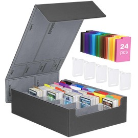 MoKo Trading Card Storage Box, 3800+ MTG Deck Box with 24 Colorful Dividers & 5 Card Supporters, 5 Row Commander Card Deck Box Fits for Magic Game Cards, YugiOh, TCG, PTG and Sport Cards, Black Grey