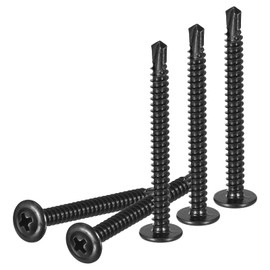 DTGN #10x2 Sheet Metal Screws - 50Pack - for Wood, Furniture - 410 Stainless Steel Phillips Round Head Washer Drill Tail Self Tapping Screws - Black