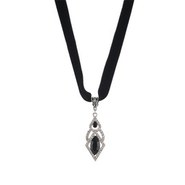 IS4U Gothic Necklace Vintage Black Velvet Choker Necklace Punk Style Victorian Jewelry Multicolor Rhinestone Pendant Necklace Christmas Party Costume Jewelry for Women (Black)