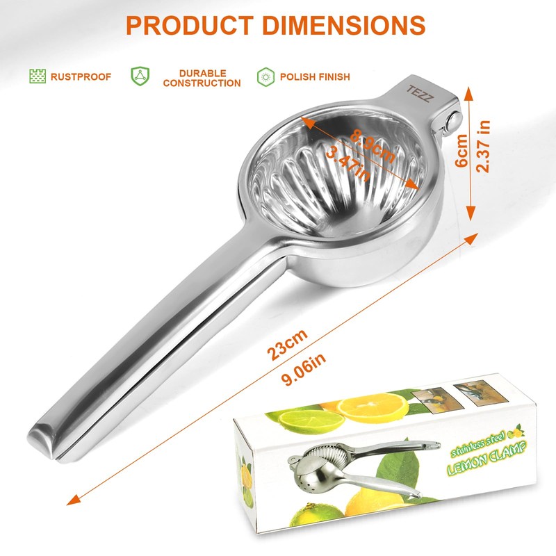 TEZZ Upgrated Extra Large Lemon Squeezer, Heavy Duty Handhelp Orange