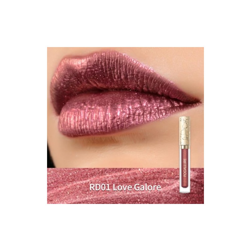 FOCALLURE Metallic Liquid Lipstick,Non Stick Cup Lip Gloss,High Impact Lip