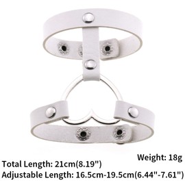 FM FM42 White PU Simulated Leather Love Heart Ring 2-Layer Snap Fastener Adjustable Bracelet, Pack of 2 PCs