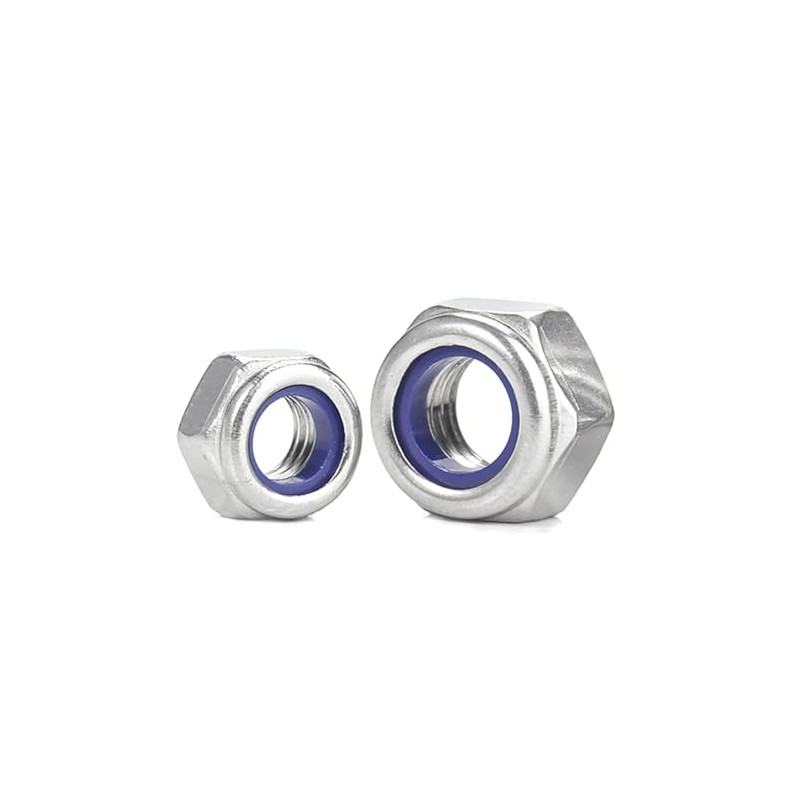 M8-1.25 Nylon Insert Lock Nuts, Stainless Steel 304 (18-8) Lock