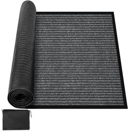 MYFAMIREA Commercial Floor Mat 4' x 6' Extra Large Front Door Industrial Rug Heavy Duty Brush Step Entrance Mat Weather Utility Rug with Non Slip Rubber Backing Low Profile for Entryway, Charcoal Grey