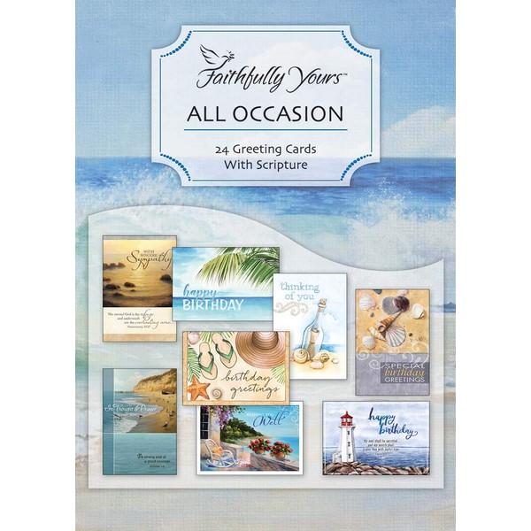 Value Pack - All Occasion -"Shoreline Greetings" - KJV Scripture Greeting Cards - (Box of 24)