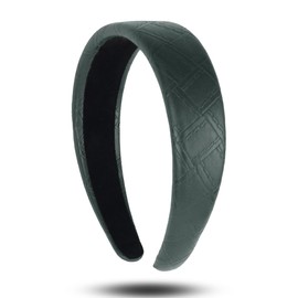 SXQLYH Women's Headband Wide Hair Band, Soft PU Leather, Padded Headbands, Retro Style Hair Band, Fashionable Comfortable Headbands for Women and Girls, Birthday Gift (Green)