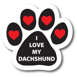 Magnet Me Up I Love My Dachshund Pawprint Magnet Decal, 5 Inch, Heavy Duty Automotive Magnet for car Truck SUV