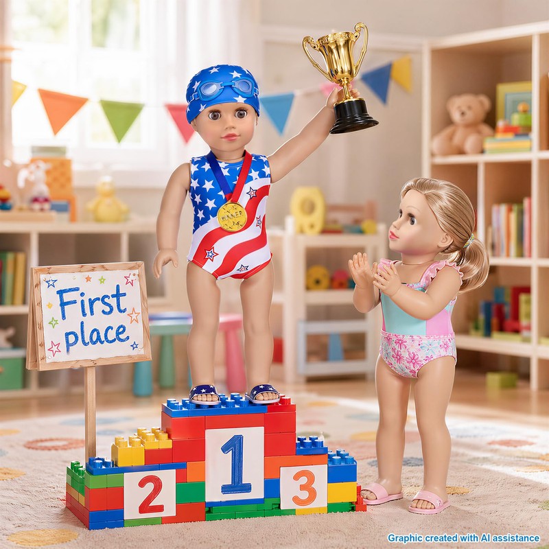 UNICORN ELEMENT 9 Pcs American 18" Doll Clothes Swimsuit Set