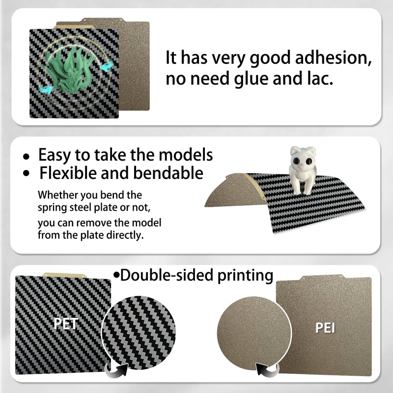 Wefuit Carbon Fiber PET+Textured PEI Build Plate,235x235mm Flexible Spring Steel