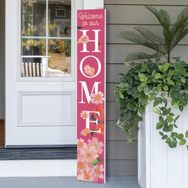 8"x48" Spring Welcome Sign for Front Porch, Hello Spring Porch Sign for Front Door, Durable PVC Welcome Home Decorations for Outdoors (Design 14)