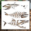 Fish Skeleton Stencil, 5.5 x 5.5 Inches, Reusable Template for