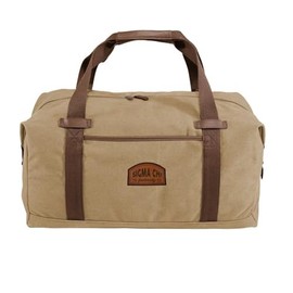 Sigma Chi Khaki Canvas Duffel With Leather Patch
