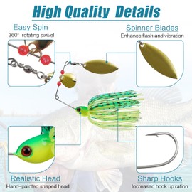 6pcs Bass Spinnerbait Fishing Lures Spinner Baits Kit Buzzbait Topwater Jig Swimbait for Bass Pike Trout Salmon Freshwater Saltwater Fishing