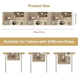 Camino de mesa de centro, estilo clásico, diseño abstracto con estampado de frijoles de café, arpillera para hotel, interior, exterior, comedor, cocina, mesa, decoración, 13 x 60 pulgadas