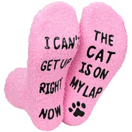 KOOOGEAR Funny Dog Socks Cat Socks,Great Gifts Ideals for Women Mum Girlfriend Gifts Novelty Fluffy Socks for Dog (UK, Numeric, 4, 7, Regular, Regular, Pink-Cat)