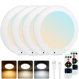 maylit 4 Pack Rechargeable Ceiling Lights, Motion Sensor Lights No Wiring, Wireless Closet Lights Battery Operated, for Bathroom Laundry Room Kitchen Porch Stair Hallway Shower Pantry Garage