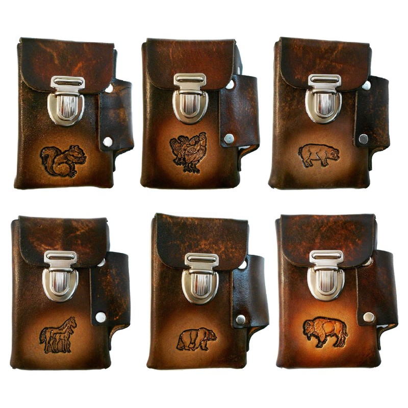Hand Crafted Leather Cigarette Case, Lighter Pocket, Many Tooled Designs