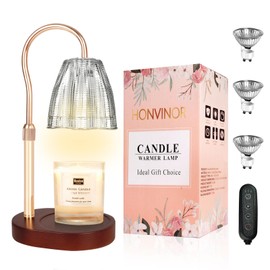 Honvinor Candle Warmer Lamp with Timer & Dimmer, Candle Warmer Height Adjustable, Fits All Jar Scented Candles, Candle Lamp with 3 Bulbs, Charming Gift for Home Decor