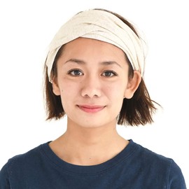 CHARM - Diadema de algodón orgánico unisex, banda ancha para el cabello, elástico para ejercicio, moda quimioterapia, color crema M