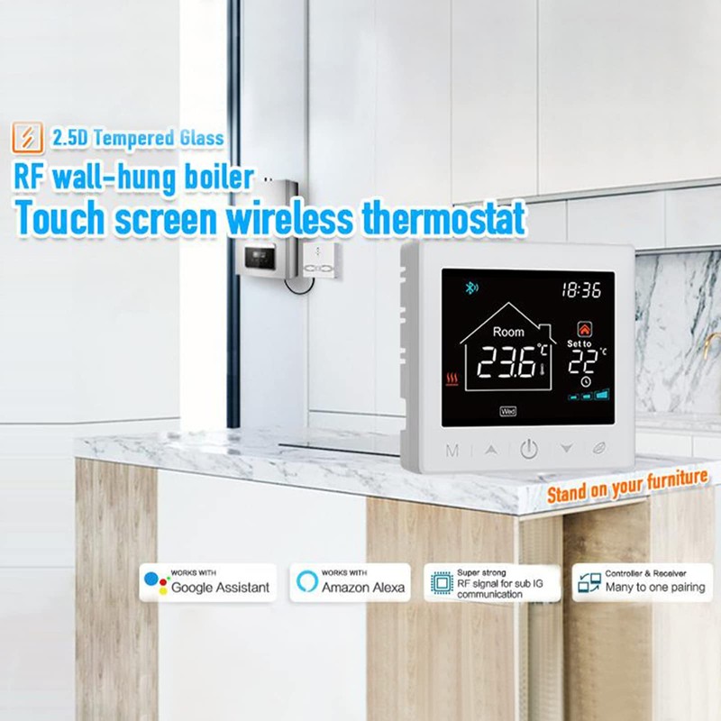 WiFi Smart Boiler Thermostat with Receiver 3.5Inch LCD Display Intelligent