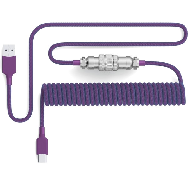 PWNAGE Coiled Aviator Cable – Nebula Purple – Detachable USB-C
