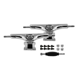 Teak Tuning Prodigy Swerve Fingerboard Trucks, Silver Chrome Colorway - 34mm Wide - Inverted Kingpin - Professional Shape, Appearance & Components
