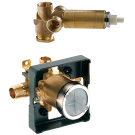 DELTA FAUCET R10700-UNWS MultiChoice Universal Valve Body with In-Wall Diverter Valve, chrome, 4.88 x 5.06 x 4.88 inches