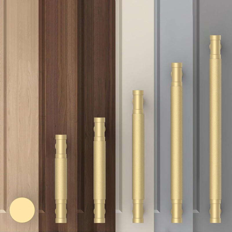 Amerdeco 10 Pack 3.75 Inch(96mm) Brushed Gold Cabinet Pulls Knurled