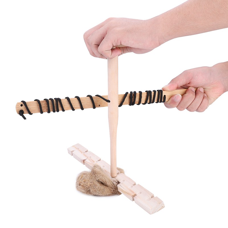 Wood Drilling Fire Making Tool Survival Emergency Ignitor Kit for