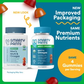 SmartyPants SmartyPants Multivitamin for Men, Organic Gummies: Methylfolate, Omega 3 (ALA), Vitamin D3, C, Vitamin B12, B6, A, K & Zinc for Immune Support, Biotin, Vegetarian, 120 Gummies (30 Day Supply)