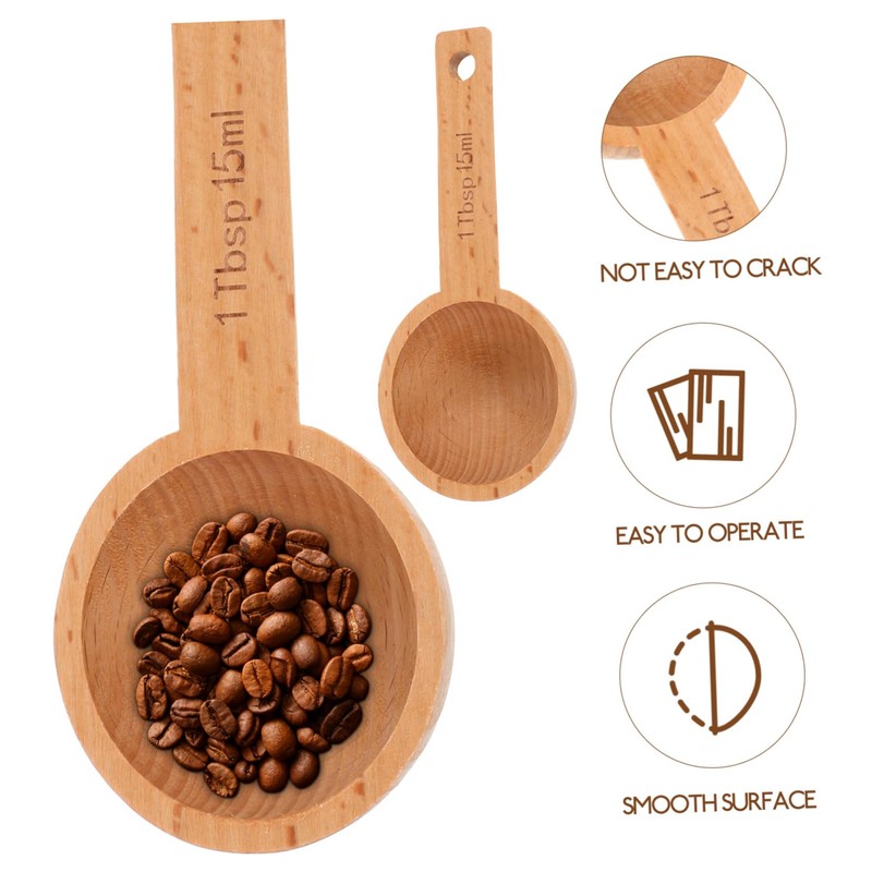 ULTECHNOVO 4pcs Wooden Coffee Measuring Spoon Beechwood Scoops for Coffee