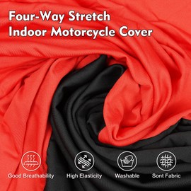 CEMOFE Indoor Car Cover, Stretch Satin Soft Dust Protection, Universal Fit for 181-197 Inch Sedans, Breathable Full Car Cover for Garage, Car Show, Windproof with Storage Bag, Red & Black