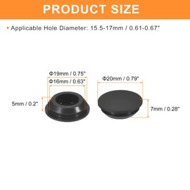 TA-VIGOR 15Stk Silikon Einrastende Lochstopfen – 15.5-17mm Durchmesser – Gummi Panel Abdeckkappen Rund – wasserdichte Dichtungsstopfen Für Küche, Badezimmer, Garagen – Schwarz