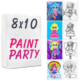 Pre Drawn Stretched Canvas Painting for Kids | Custom theme | Birthday Gift Iris Rainbow Goddess Theme | Paint party favor | DIY (8x10) (8x10, 4 PACK BUNDLE, Canvas Only)