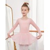 Zaclotre Girls Pink Leotards for Ballet Hallow Back Long Sleeve