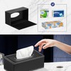 Uandhome Leather Tissue Box, Black Rectangle Tissue Paper Holder Box