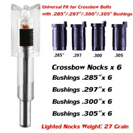 KEAUP 6/3 Pack Lighted Nocks for Crossbow Bolts with .285”/.297”/.300”/.305” Bushings High-Visibility Crossbow Lighted Nocks, On/Off Switch Included