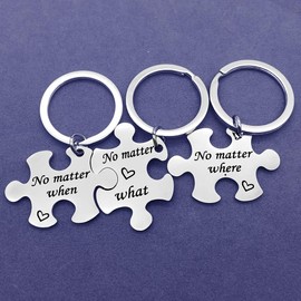 Vadaka Best Friend Keychain Set Long Distance Relationship Gift No Matter Where What When Puzzle Keyring Set of 3 Friendship Gifts for Couple Sister Teens Graduation Birthday Gift