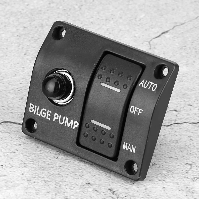 3 Way Bilge Pump Switch Panel, Auto Off Manual 12V