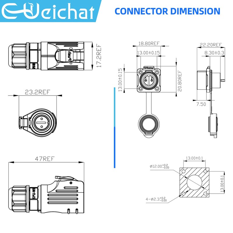 E-WeiChat EW-LP12 Industrial Waterproof Connector IP68 Quickly Plugging Aviation Connector