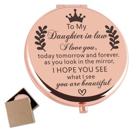 Daughter in Law Gifts from Mother in Law Rose Gold Compact Mirror Wedding Day Birthday for Daughter in Law Best Gifts for Daughter in Laws
