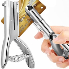 Paper Punch Heavy Duty Hole Punch 2 Inch Reach Deep Throat Heavy Duty Hand Held Single Hole Punch Tab Zinc Alloy Silver Long Reach Hole Punch for Paper ID Cards PVC Cards 5 Inch Tall (1/4 Inch Hole)