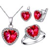 Uloveido White Gold Plated Wedding Bridal Red Jewellery Set for